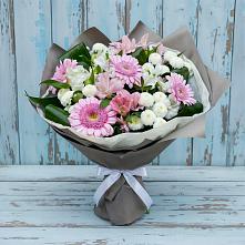 Букет цветов из:  Герберы, Альстромерии и Хризантемы в Знаменском Омской области
