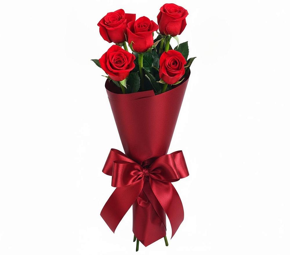 Букет 5 Красных роз Эдлесс Лав в Знаменском Омской области