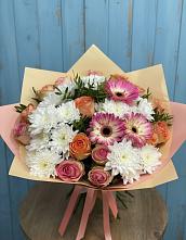 Букет цветов из:  Розы, Герберы и Хризантемы в Знаменском Омской области