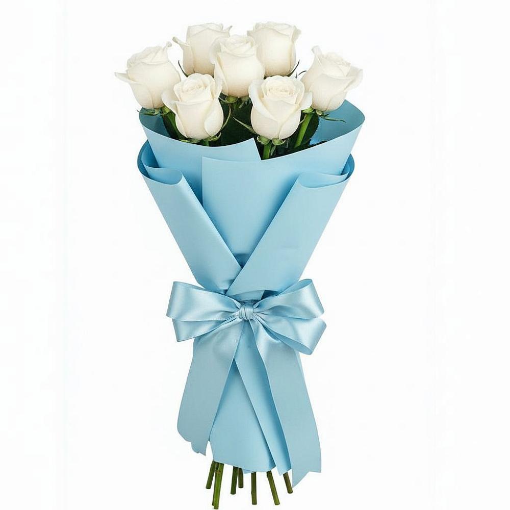 Букет 7 белых роз Проуд в Знаменском Омской области