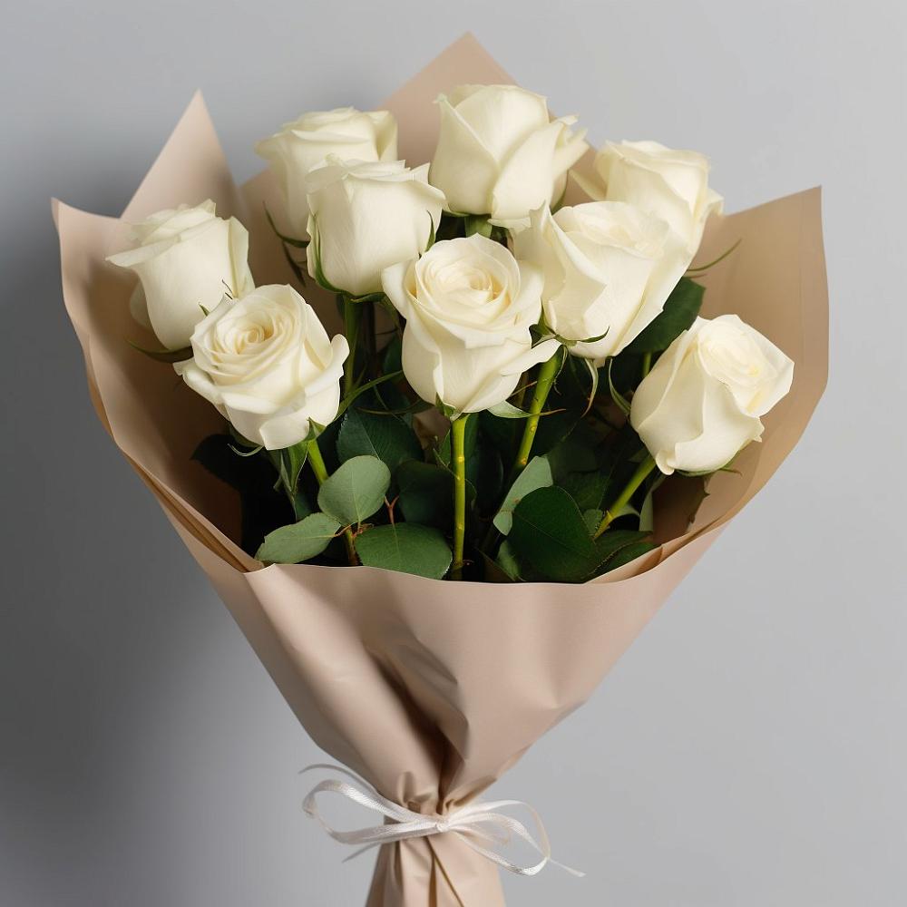 Букет 9 Белых роз Эдлесс Лав в Знаменском Омской области