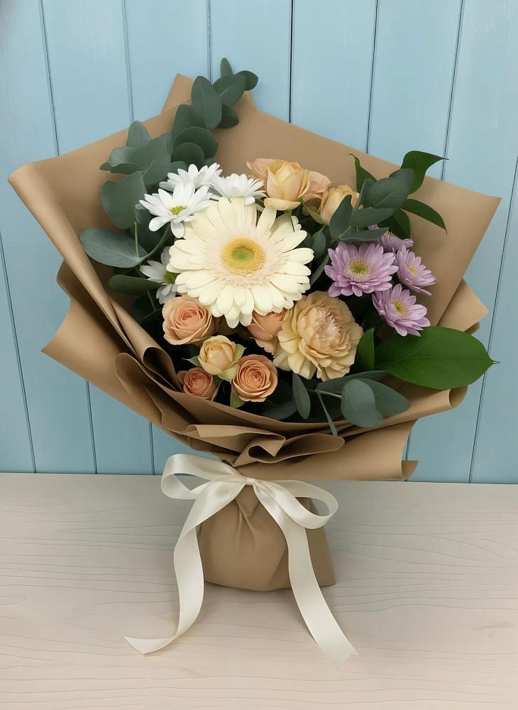 Букет цветов из: Герберы и Хризантемы в Знаменском Омской области