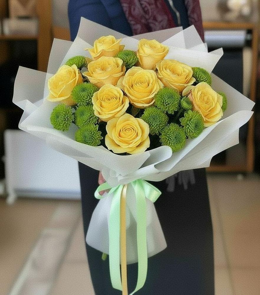 Букет цветов из: Хризантемы и Розы в Знаменском Омской области