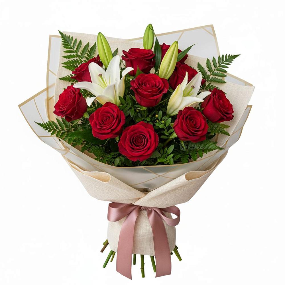 Букет цветов из: Лилии и Розы в Знаменском Омской области