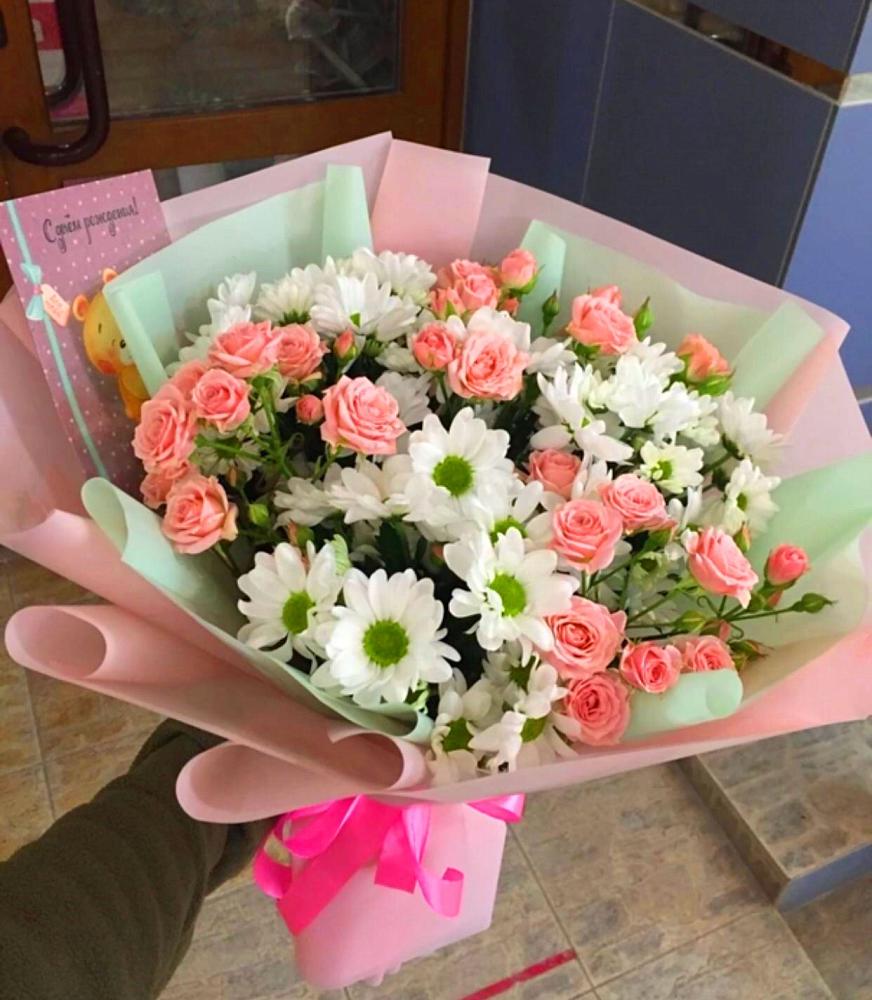 Букет цветов из: Розы и Хризантемы в Знаменском Омской области