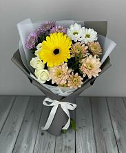 Букет цветов из:  Розы, Герберы и Хризантемы в Знаменском Омской области