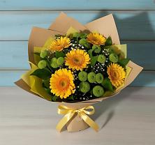 Букет цветов из:  Герберы и Хризантемы в Знаменском Омской области