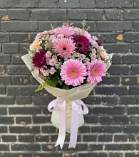 Букет цветов из:  Герберы и Хризантемы в Знаменском Омской области