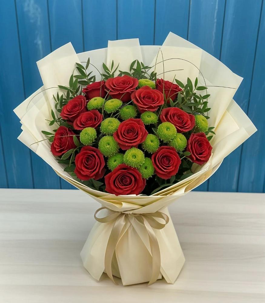 Букет цветов из: Розы и Хризантемы в Знаменском Омской области