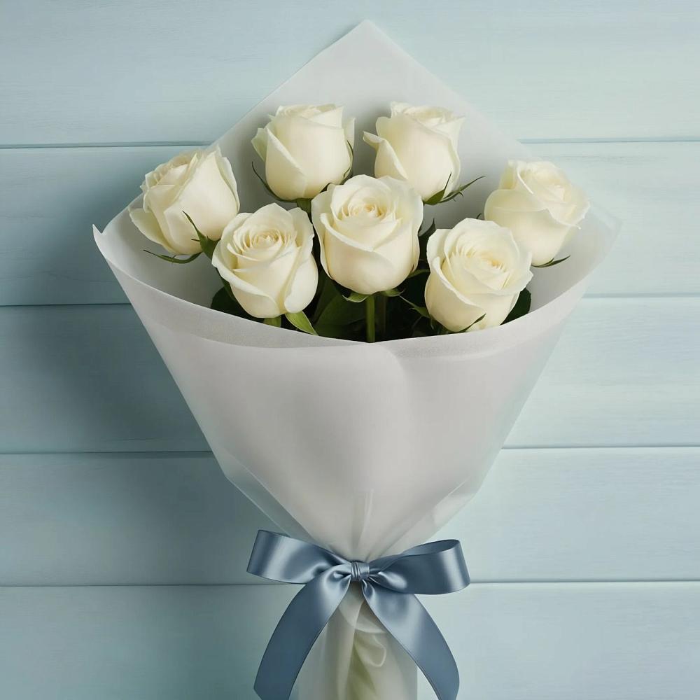 Букет 7 Белых роз Эдлесс Лав в Знаменском Омской области